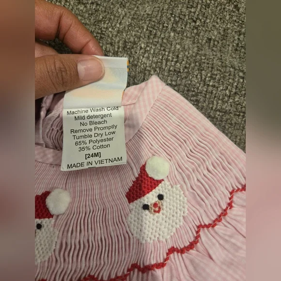 Pink Santa Embroidered Kids‎ Bodysuit - Picture 3 of 4